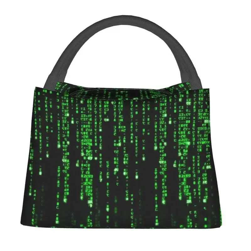 

Binary Code The Matrix Program Insulated Lunch Tote Bag for Hacker Programmer Thermal Cooler Food Lunch Box Camping Travel