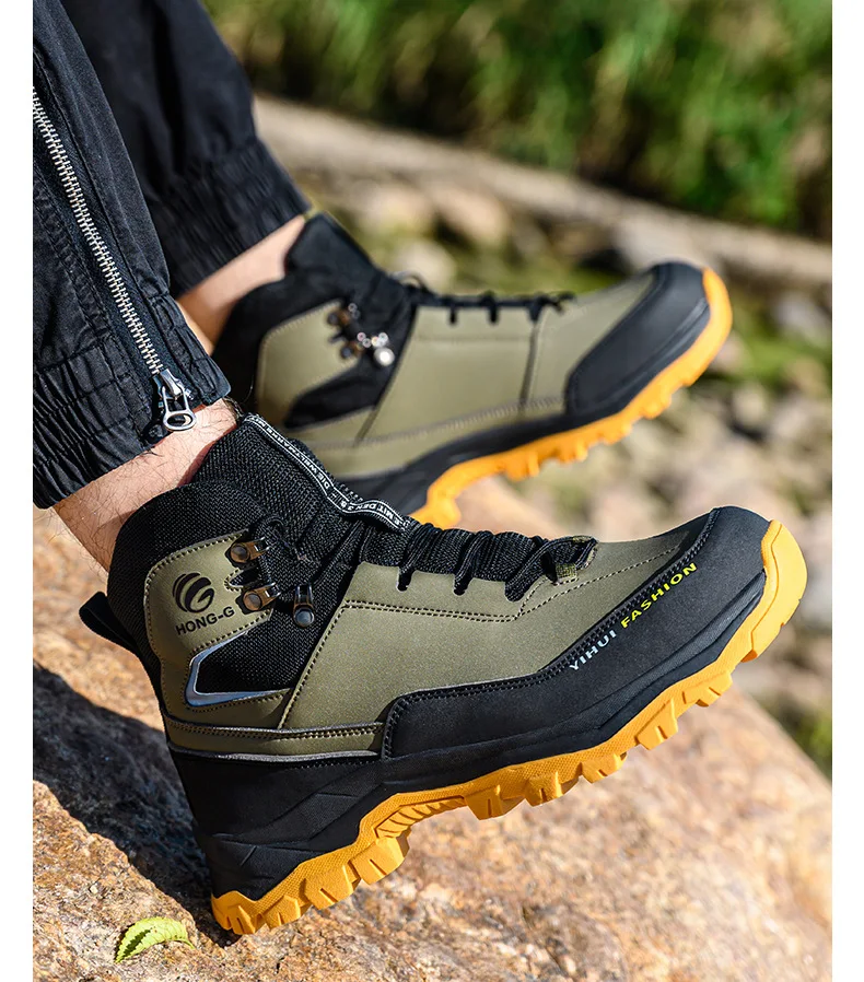 Waliantile Men Safety Boots For Welding Industrial Working Shoes Anti-smashing Steel Toe Waterproof Safety Indestructible Boots