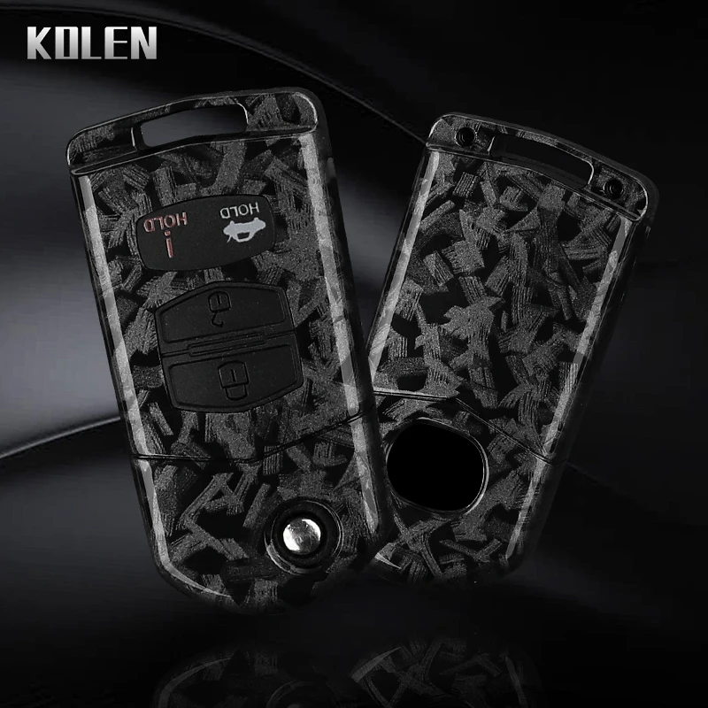 Premium Carbon Fiber Car Flip Key Case Cover - Enhanced Protection and Style