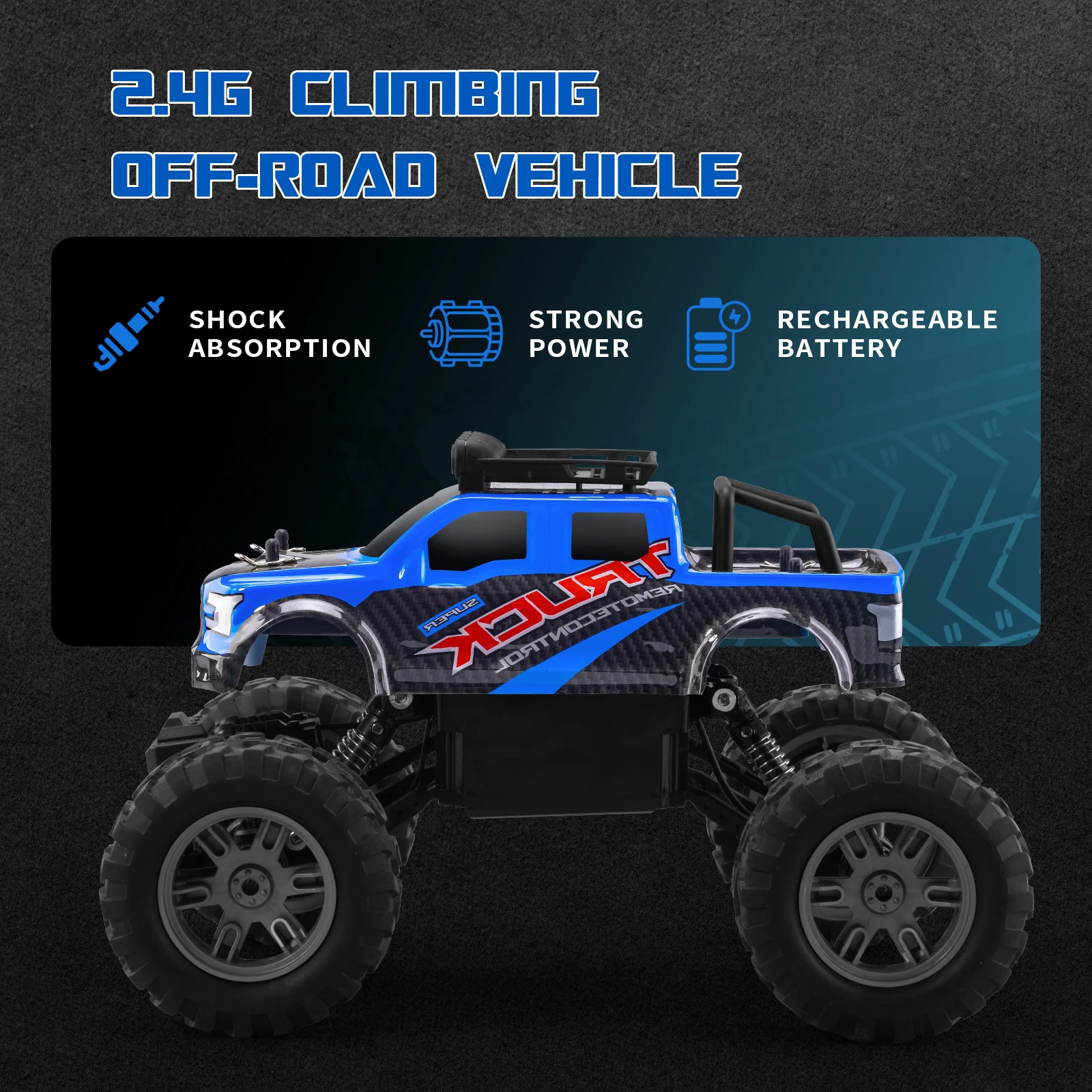 JJRC Q178 RC Bigfoot 2.4GHz 4WD RC 1:16 Off-Road Monster Truck All Terrain Climbing Off-Road Vehicle LED Headlights Toy Gift 3