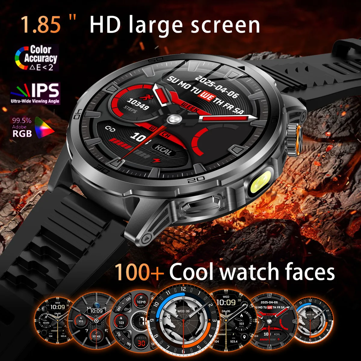 2026 New Military Outdoor Smart Watch 1.85‘’ AMOLED 1000mAh Large Battery 5ATM Waterproof Voice Call Sports Men Fitness Bracel 2