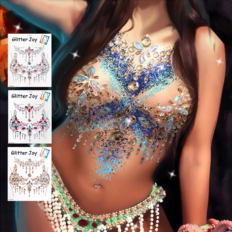 Body Eyes Chest Glitter Face Jewels Tattoo Sticker Festival Party Acrylic Self-Adhesive Face Jewelry Gems Beauty Makeup Stickers
