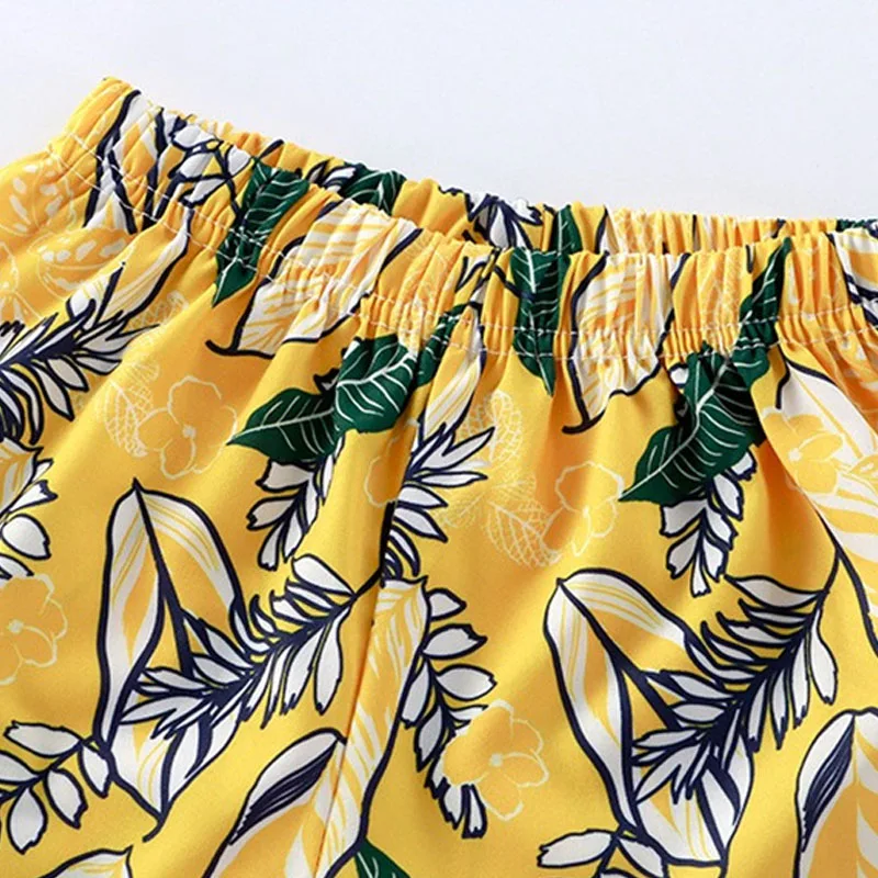 Kids Clothing Set Summer Children Beach Shirt Loose Printed Shirts Vacation Style Short Sleeve + short Pants