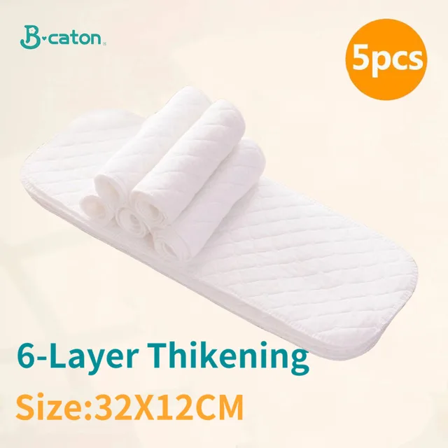 10pcs/5pcs Baby Reusable Diaper Washable Ecological Cotton Diapers 3/6-layer Cloth Nappies for Children Breathable Absorbent - Image 2