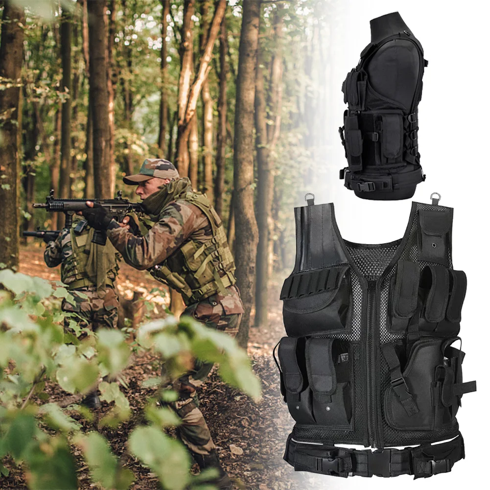 Nylon Combat Body Armor Vests Adjustable Mesh Vest Multi-Pocket Airsoft Vest Hunting Outdoor CS Game Airsoft Training Jacket