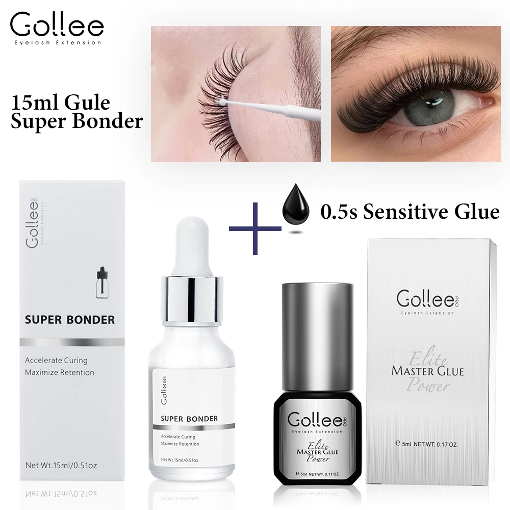 Gollee – mastic pour extensions de cils, 0.5s, séchage rapide, Super Bonder, aide à un colle forte, mieux avec le maquillage de colle pour extensions de cils