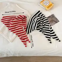 Versatile Striped Wool Knitted Triangle Scarf Women Fashion Wool Scarf Shawl Winter Warm Soft Knitted Hood Scarf Shawl Neck Wrap - Image 6