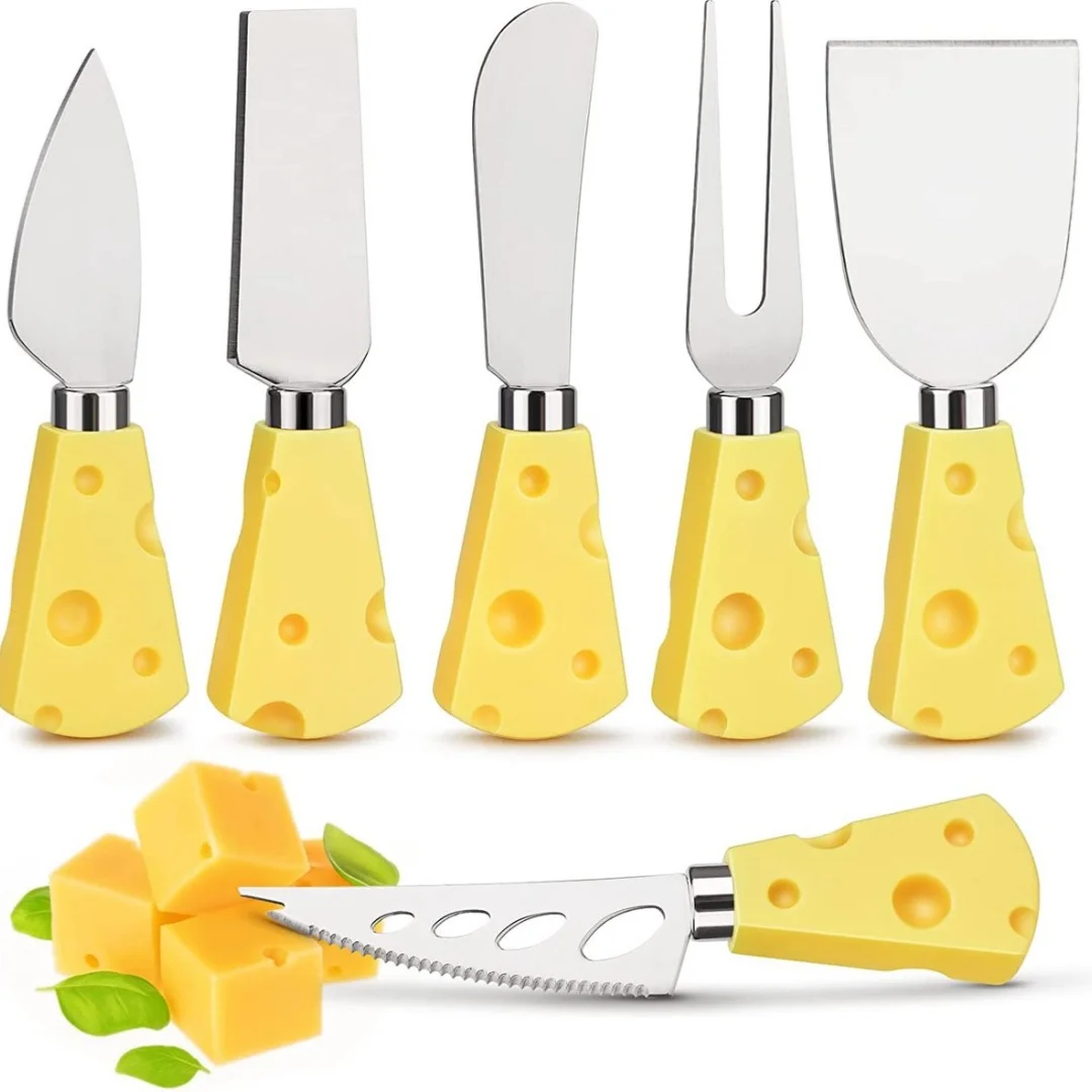 4pcs/6pcs Cheese Knife Set Stainless Steel Plastic Handle Mini Cute Knife and Fork Suitable for Parties Christmas