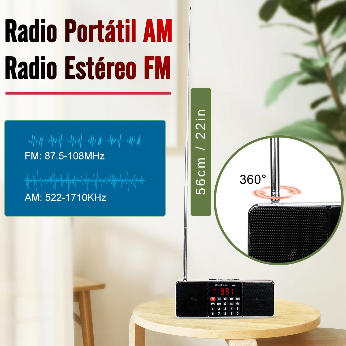 PRUNUS J-288 Radio portátil AM FM Radio funciona con pilas con altavoz  Bluetooth y radio de bolsillo, mini AM FM Radio estéreo portátil a batería