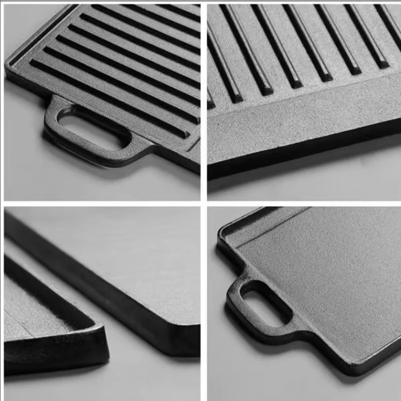 Cast Iron Double Sided Barbecue Tray for Grilling and Baking