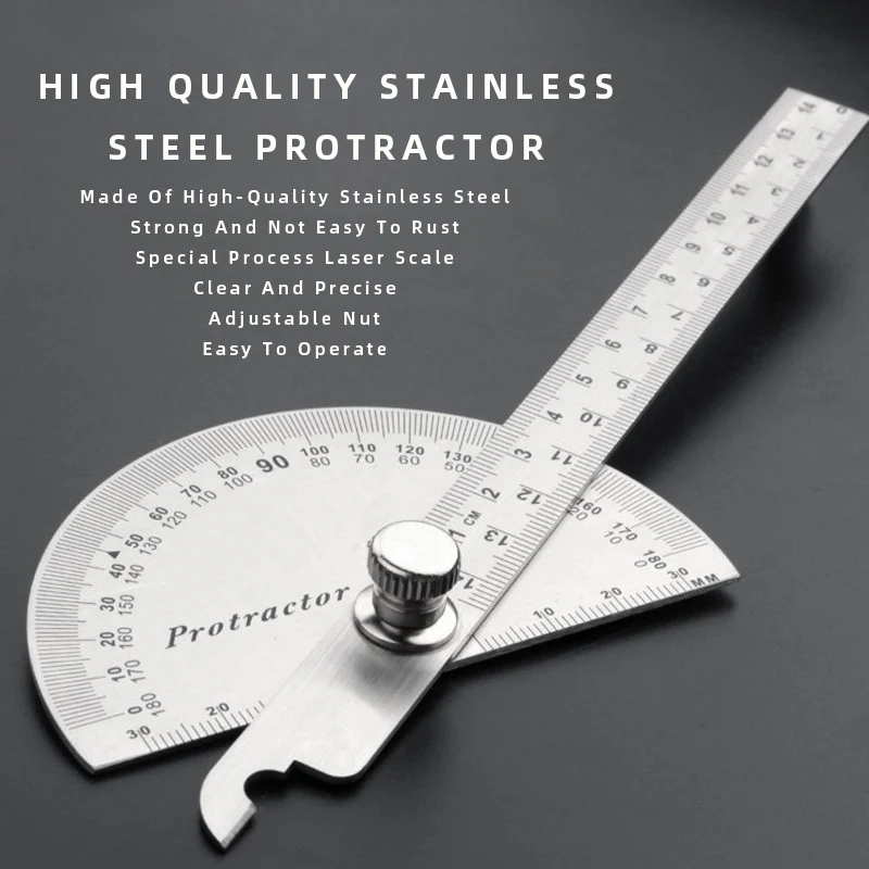Stainless Steel Woodworking Angle Ruler 180 Degree Measurement Tool