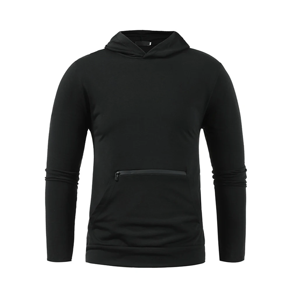 

New Men's Pullover Hoodies Casual Hooded Sweatshirt Pocket Tops Plain Hoody Men Jumper Long Sleeve Tees