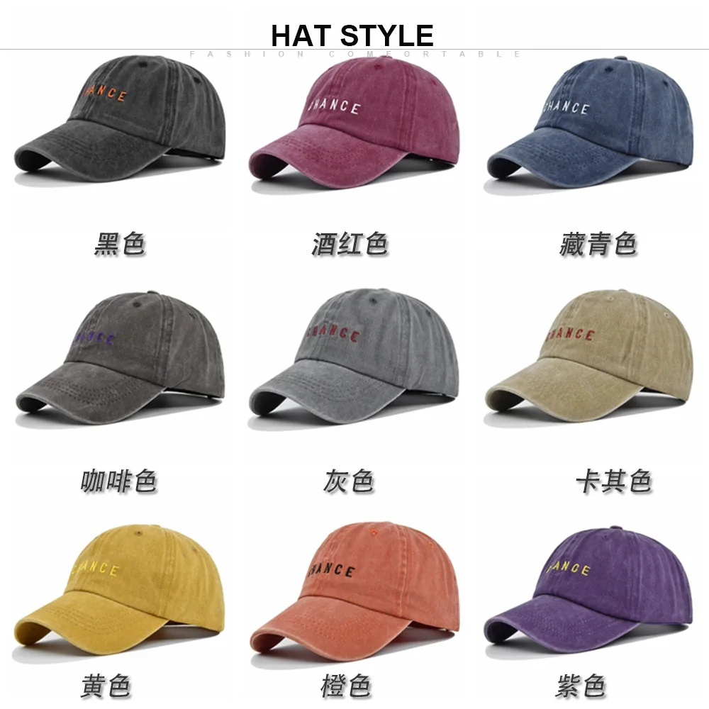 Retro Chance Brief Stickerei Baseball Caps Männer Frühling Gewaschen Baumwolle Einstellbar Casual Hut Hiphop Street Wear Sonnenhut für Männer – Detail 22