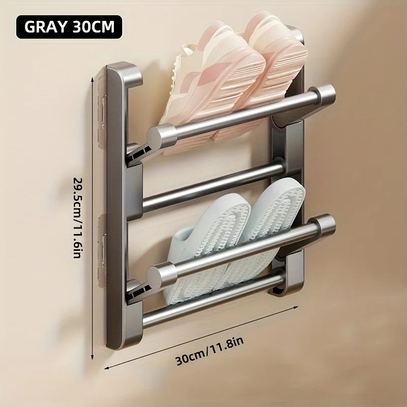 Non perforated wall mounted shoe rack, made of metal material, suitable for home shoe storage