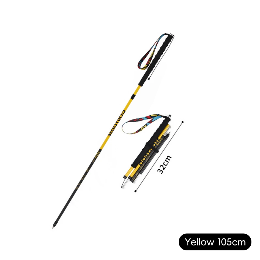 Ultra Light Carbon Fiber Foldable Trekking Pole for Professional Hiking and Trail Running (105-125CM)