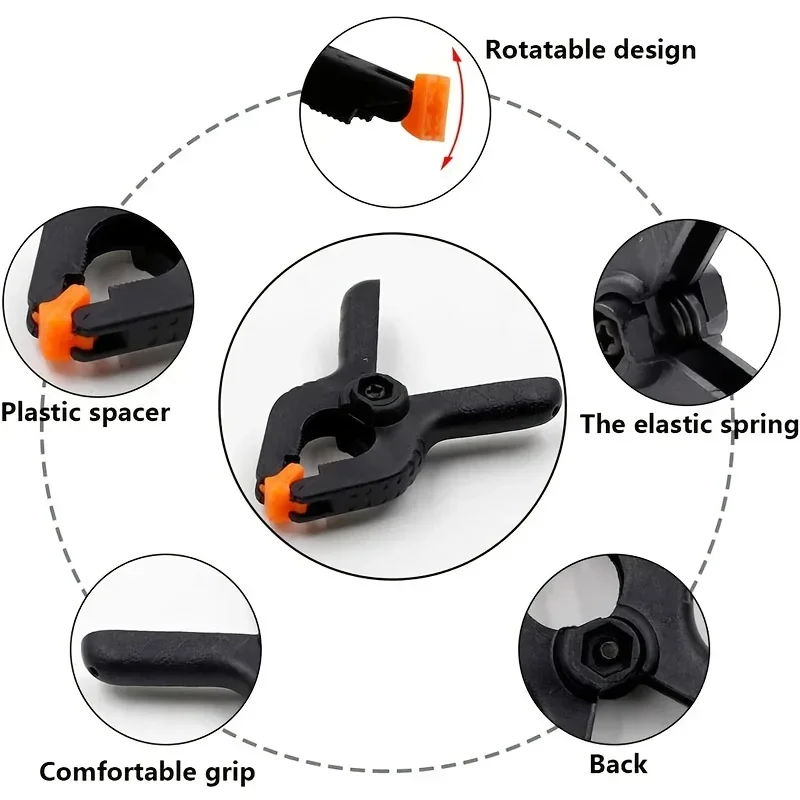 Woodworking Clamps 2inch Wood Clips Type A DIY Plastic Nylon Clamp For Woodworking Tools A-clip Photo Studio Background Spring Clamps 6/10PCS