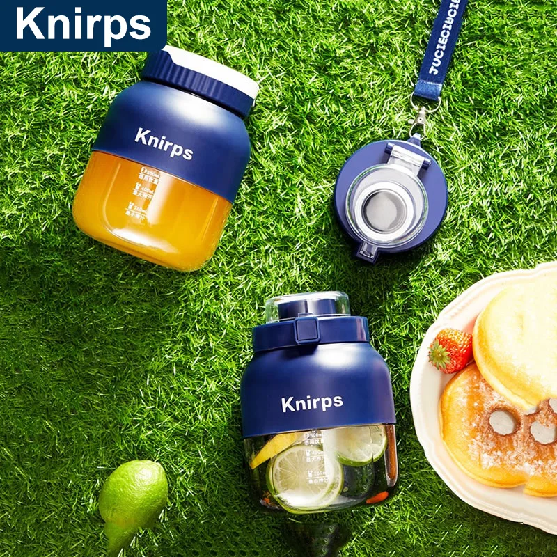 

Knirps 500ML Juicer Cup Outdoor Sports Water Bottle Double Lids Dual Use Rechargeable Fresh Juice Maker Milkshake Mixer BPA Free