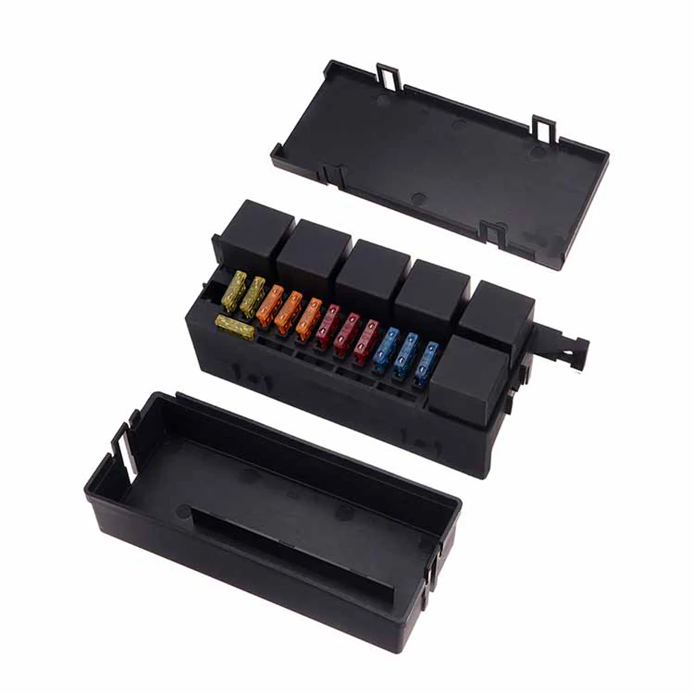 6Pcs 4Pin Plastic Cover 11 Ways Blade Fuse Block 12V 40A Fuse Box Holder For Car Marine Truck Trailer Boat with Spade Terminals