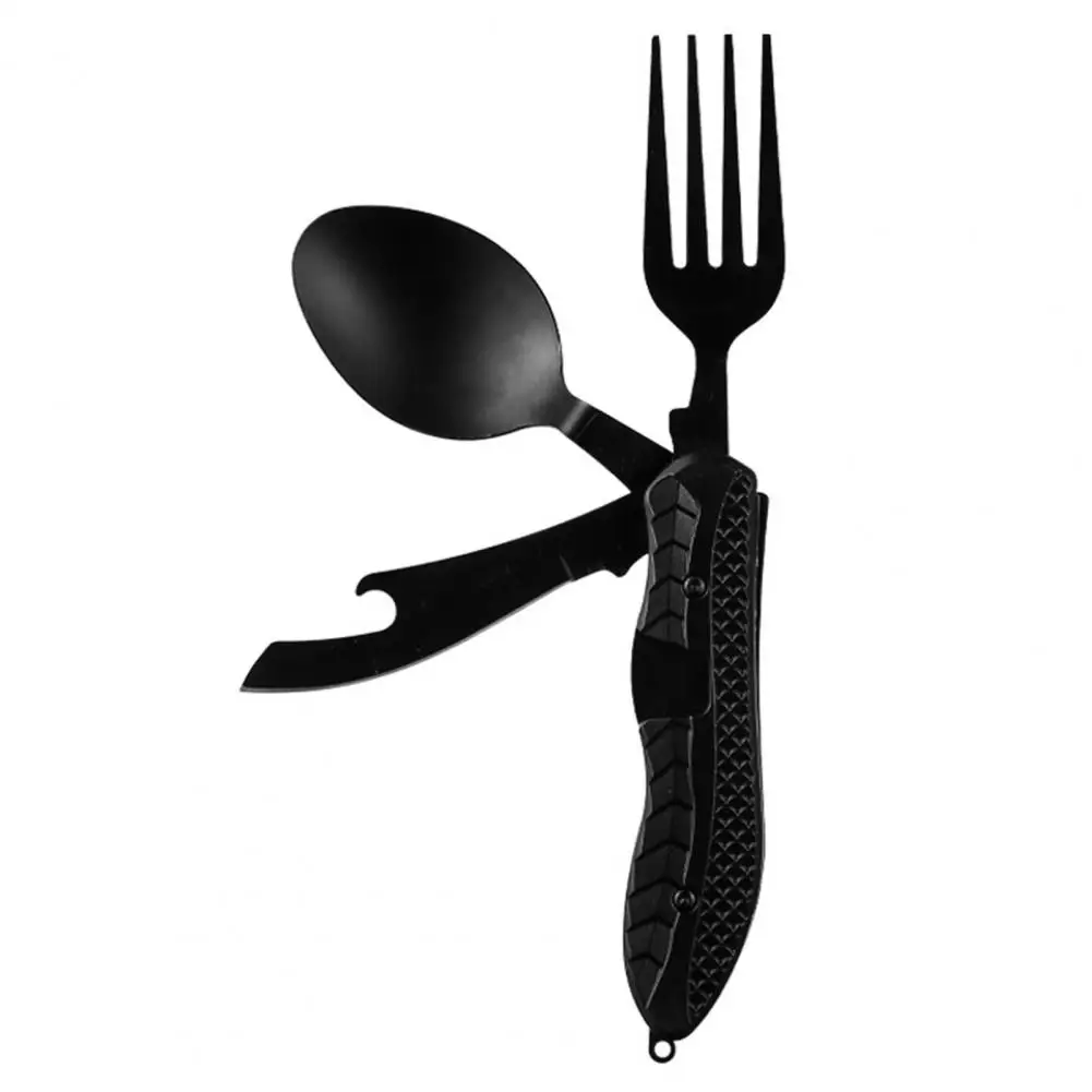

Practical Camping Cutlery Set Smooth Edges Collapsible Cutlery Set Portable Outdoor Fork Spoon Cutter Set Multifunctional