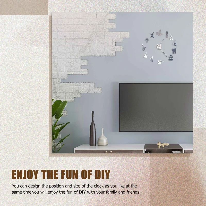 Dentist DIY Giant Wall Clock Oversized Wall Clock Big Needle Mirror Dentist Office Decor Gift Art