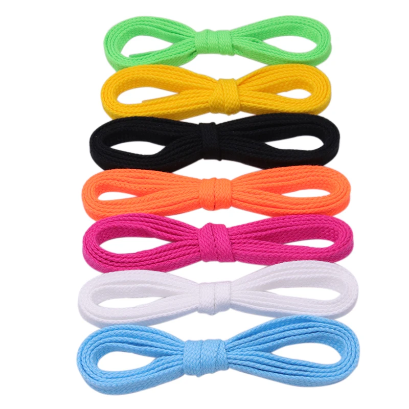 Weiou Shoe Accessory 7MM Bright Color Flat Shoelaces Double-Layer Polyester Man Women Sneaker Laces For Drop-Shipping Bulk Order