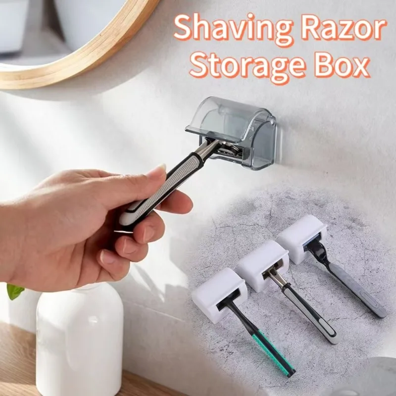ที่จัดระเบียบห้องน้ำ-ชั้นวางเครื่องโกนหนวดติดผนังสำหรับห้องอาบน้ำ ไม่ต้องใช้ไฟฟ้า ทำจากพลาสติก ใช้จัดเก็บของในห้องน้ำ อุปกรณ์เสริม ใช้งานง่าย 1