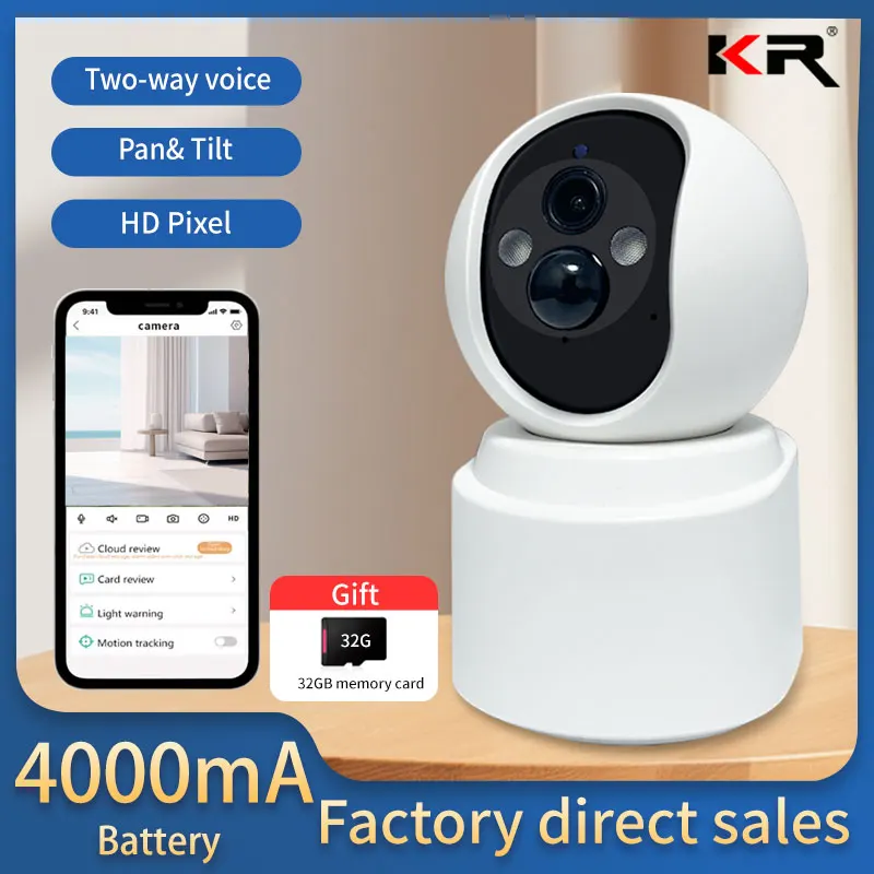 

Dual Lens PTZ IP Camera 4000 mA Battery Wireless Auto Track Cctv Security Surveillance Video Full Color Night Vision HD Home Cam