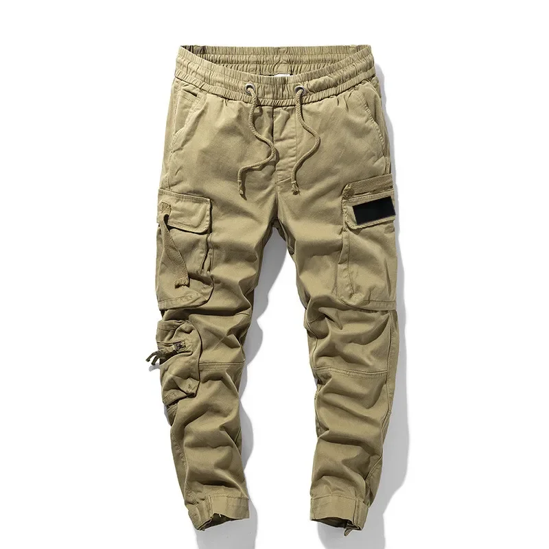 

Man Long Pants Streetwear Outdoor Military Classic Compass Armband Embroidered Men Pants Safari Style Zipper Multi Pocket Cargo