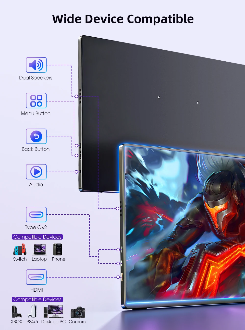 UPERFECT 2K 144Hz ポータブルゲーミングモニター 16インチ 2560*1600