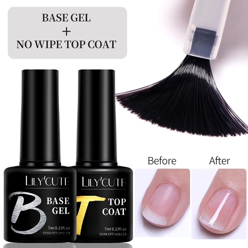 7ml Base Nowipe Top Coat Soak Off UV LED Gel Nail Polish Reinforcement Gel Semi Permanent Multifunction Varnishes LILYCUTE