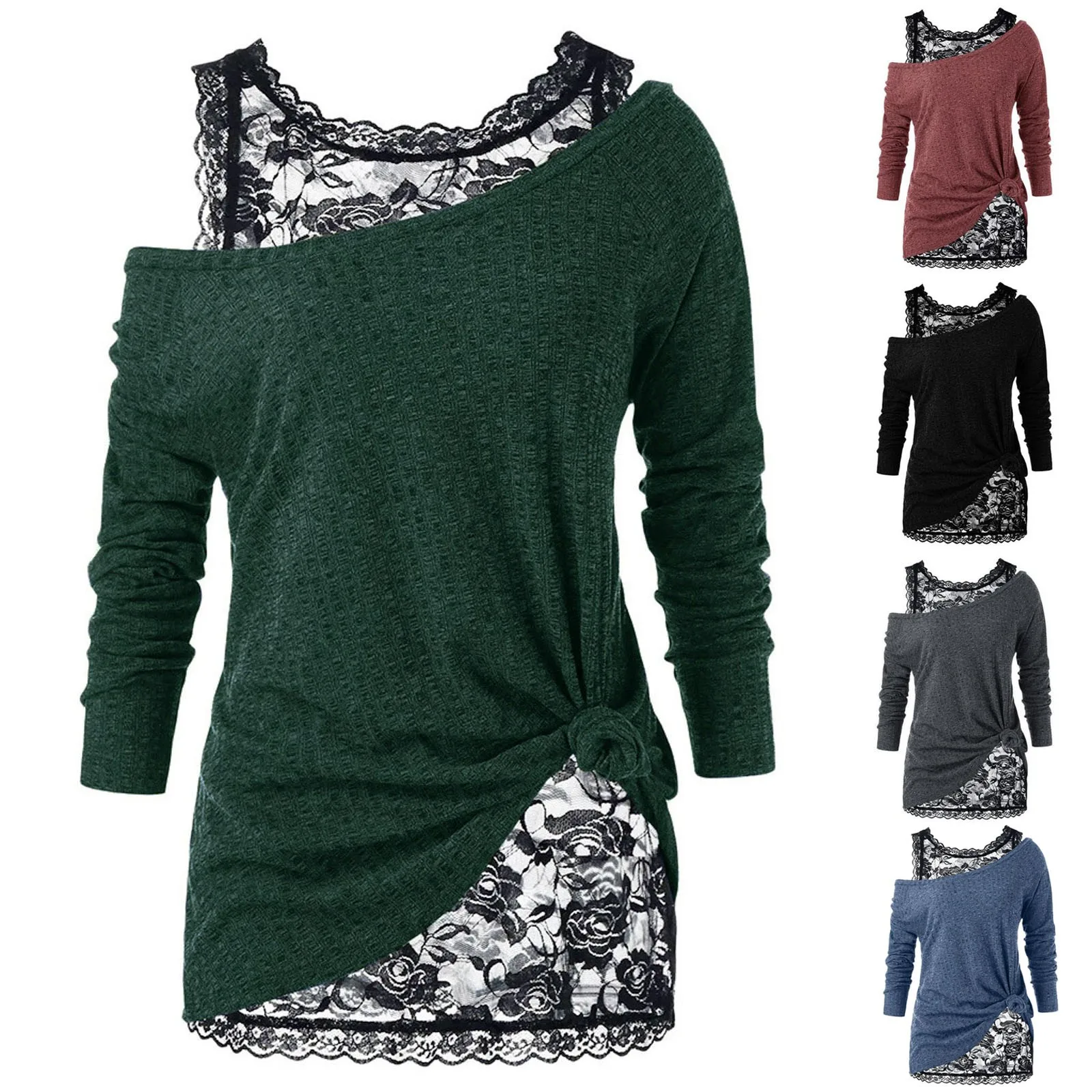 Casual Scoop Neck Long Sleeve Black Womens Tee & Leggings Set (Women's)