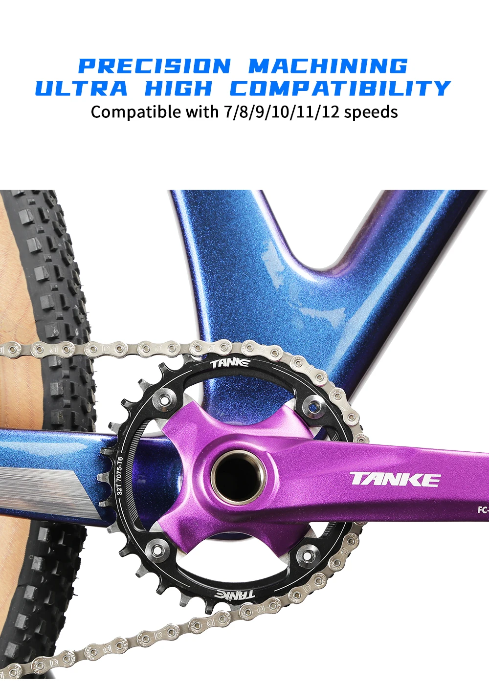 TANKE Kurbelgarnitur 170MM Fahrradkettenblatt Hohlkurbelgarnitur 104 BCD Narrow Wide Bike MTB Kettenblatt Vierkantloch-Kettenradkurbel – Detail 10