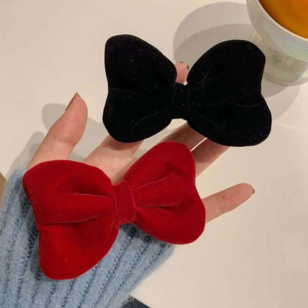 

Headwear Small Fragrant Style Fabric French Velvet New Year Headwear Female Hair Accessories Korean Style Hair Clip Bow hairpin