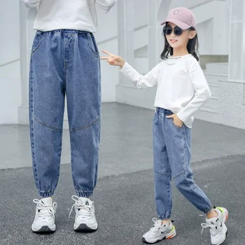 Boys Girls Loose Jeans Children's Autumn Spring Clothing Casual Trousers Teenager Fashion Cool Denim Pants Kids Baggy Sweatpants 1