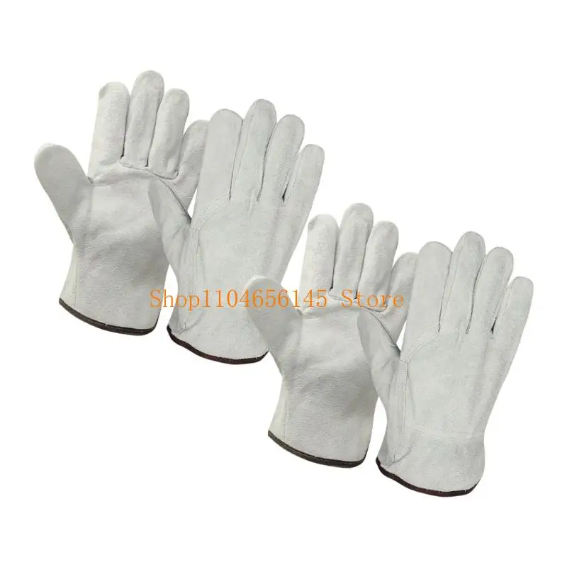 Gants de Soudage en Cuir de Vache 27cm - Lot de 2 Paires Jaune