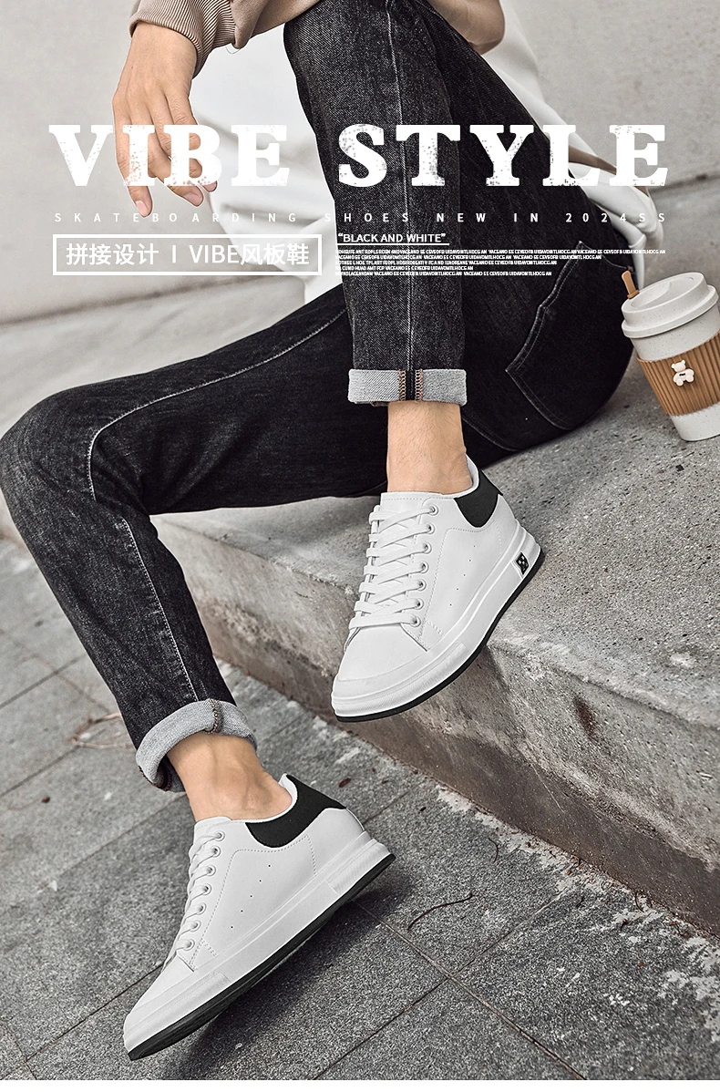 6CM Herren-Sneaker zur Erhöhung der Körpergröße, lässige Aufzugsschuhe, bequemes, atmungsaktives Leder, Schnür-Mode-Sneaker, Walking, Sport – Detail 3
