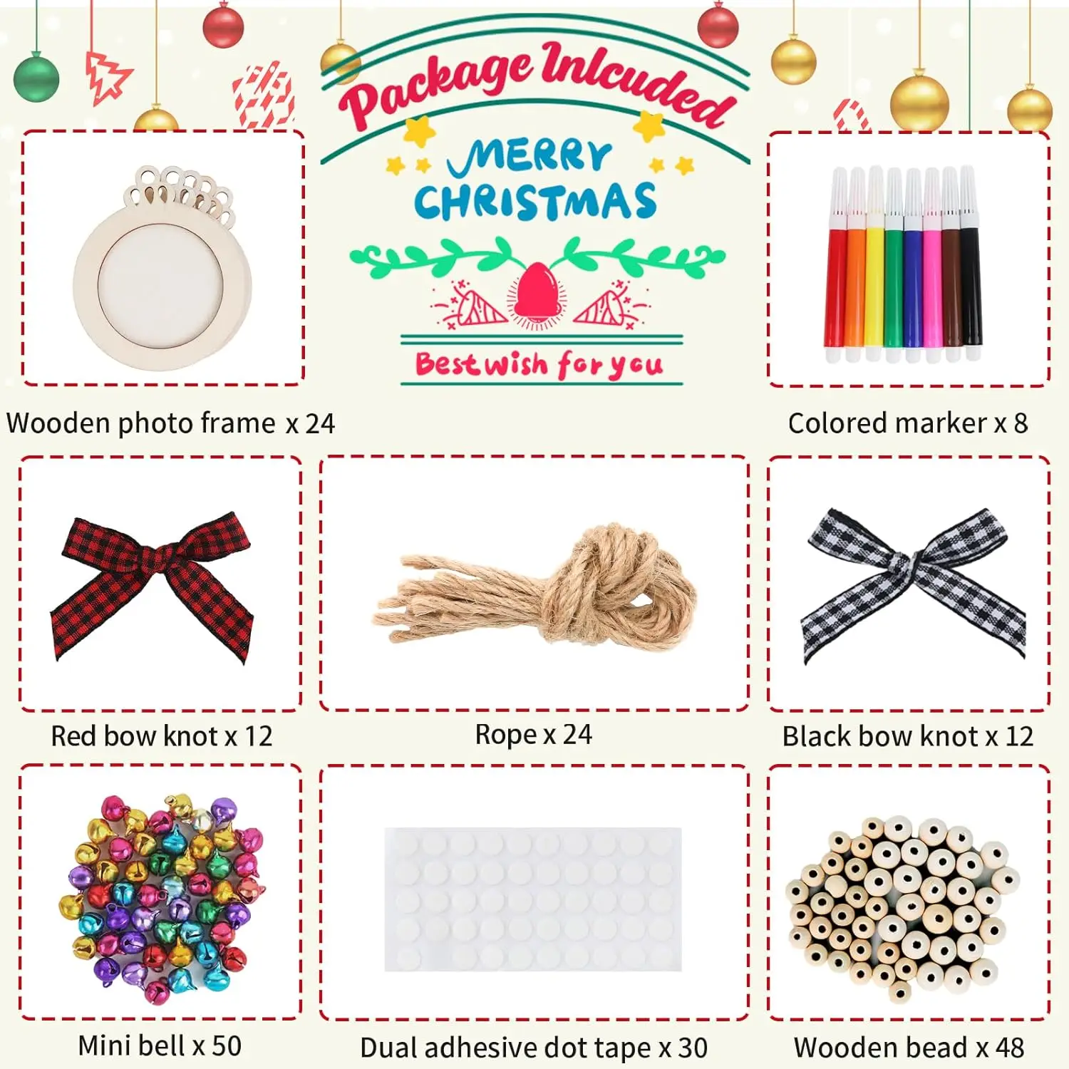 Christmas Picture Frame Decorations DIY Wooden Photo Decorations Hanging Decorations
