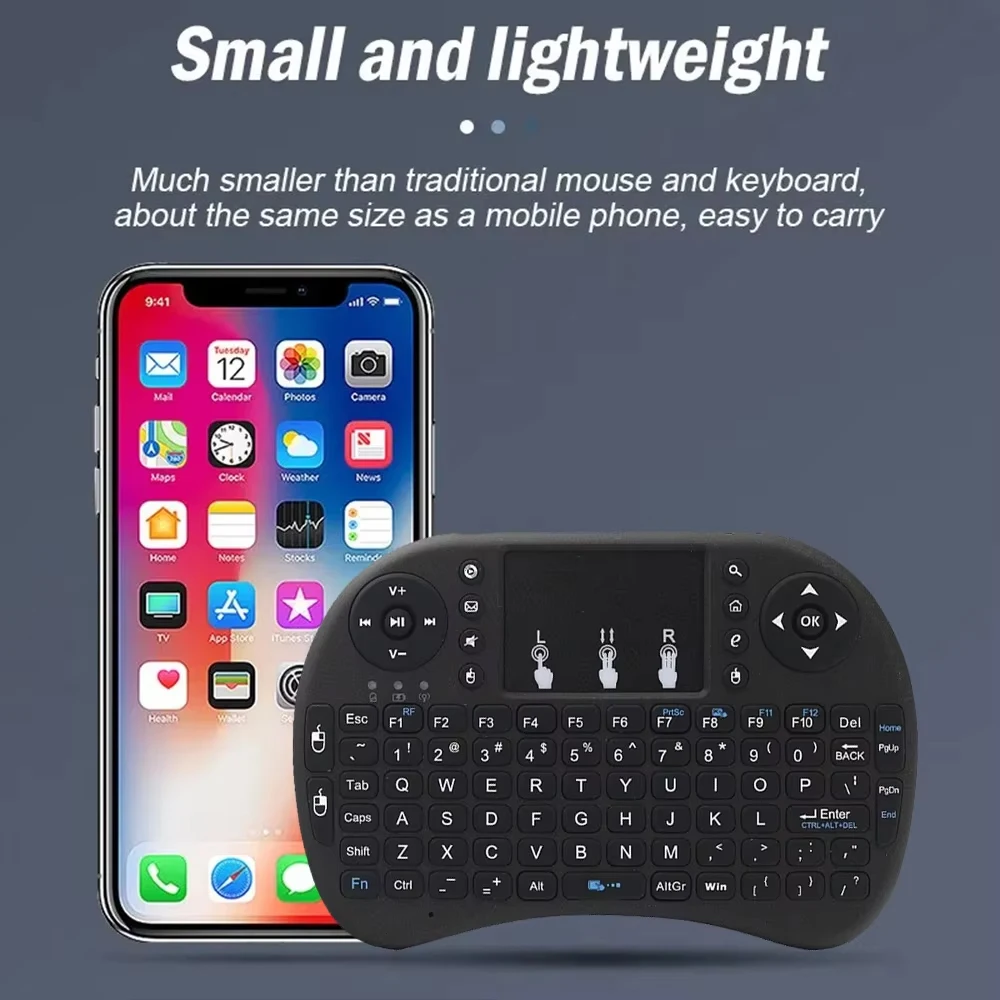 Wireless Air Mouse Keyboard with Touchpad - Compact Remote Control
