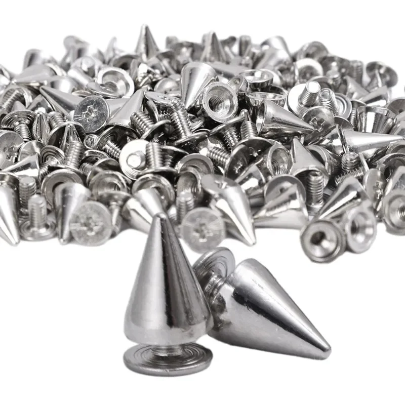 Description Picture 4 of item200/10Pcs Round Cone Rivets Silver Metal Cone Studs and Spikes for DIY Leather Garment Rivet Screwback Nail Clothing Accessories