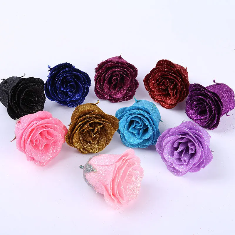 Glitzer-Rosenstrauß, 30 Stück – Künstliche Rosen Mit Stielen In Champagner-Farbverlauf, Für Hochzeit, Deko & Partys