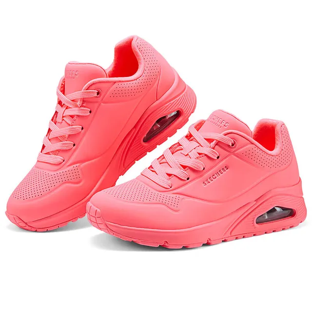 Skecher women's shoes new thick sole retro fashion wear resistant lightweight air cushion casual shoes 73690-CRL 1