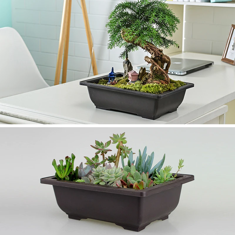 Flower Pot Hydroponic Flower Pot Flowerpot Gasket Plant Pot Training Pots Imitation Succulent Plants Pots Plastic Bonsai Outdoor Garden Landscape Potted Square Trays