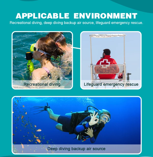 Bottiglia D'Aria Mini Subacquea CHIKADIV C300 - 0.5L, 5-10 Minuti, Portatile Per Emergenze