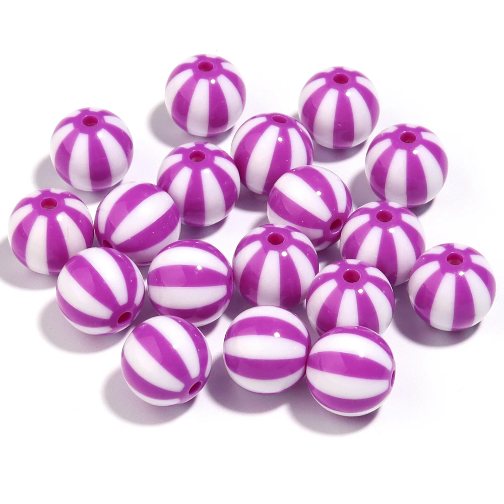 12mm 16mm 20mm Acryl-Rundperlen, farbig gestreift, lose Abstandshalterperlen für DIY handgemachte Charm-Armbänder, Ohrringe, Schmuckherstellung – Detail 14