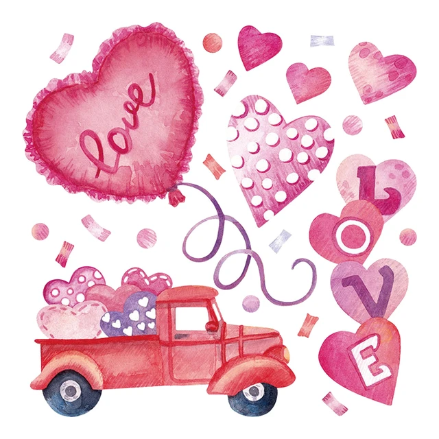 6 Pcs Valentine's Iron on Transfers Decals Valentine Iron on Patches,Cute  Heart Love Design Heat Transfer Vinyl Appliques Iron on Transfer Stickers