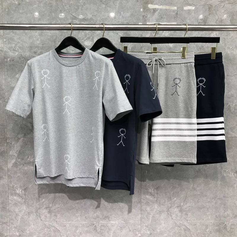 

TB THOM Men's T-shirts 2023 Summer Korean Fashion Brand Shorts Kawaii Matchman Stripes Tops Pants Casual Sport Shortpants