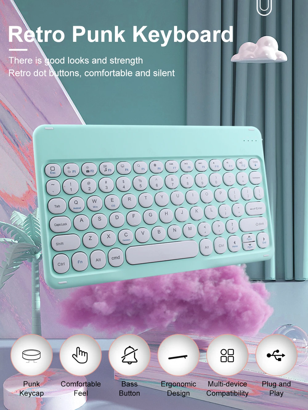 Teclado Bluetooth sem Fio Teclado e Mouse Combinação Teclado para Ipad Xiaomi Samsung Huawei Tablet Android Ios Windows - Imagem 2