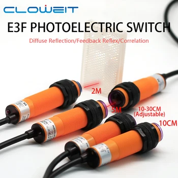 Cloweit 광감지 확산 피드백 반사 광전 근접 센서 스위치, M18, 10cm, 30cm, 2M, 5M, E3F-DS10 // 30C4