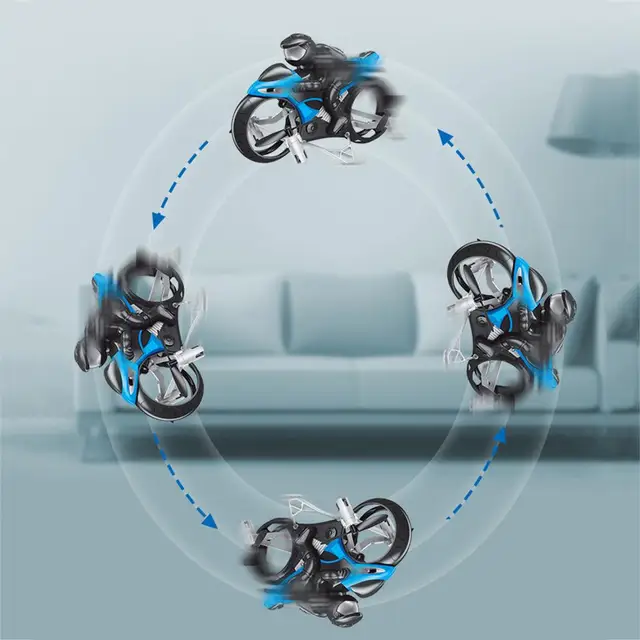 2.4GHz RC Motorcycle 2 In 1 Land Air Flying Motos Drone Toys With 360 Degree Rotation Drift Electric Motorcycle For Children 3