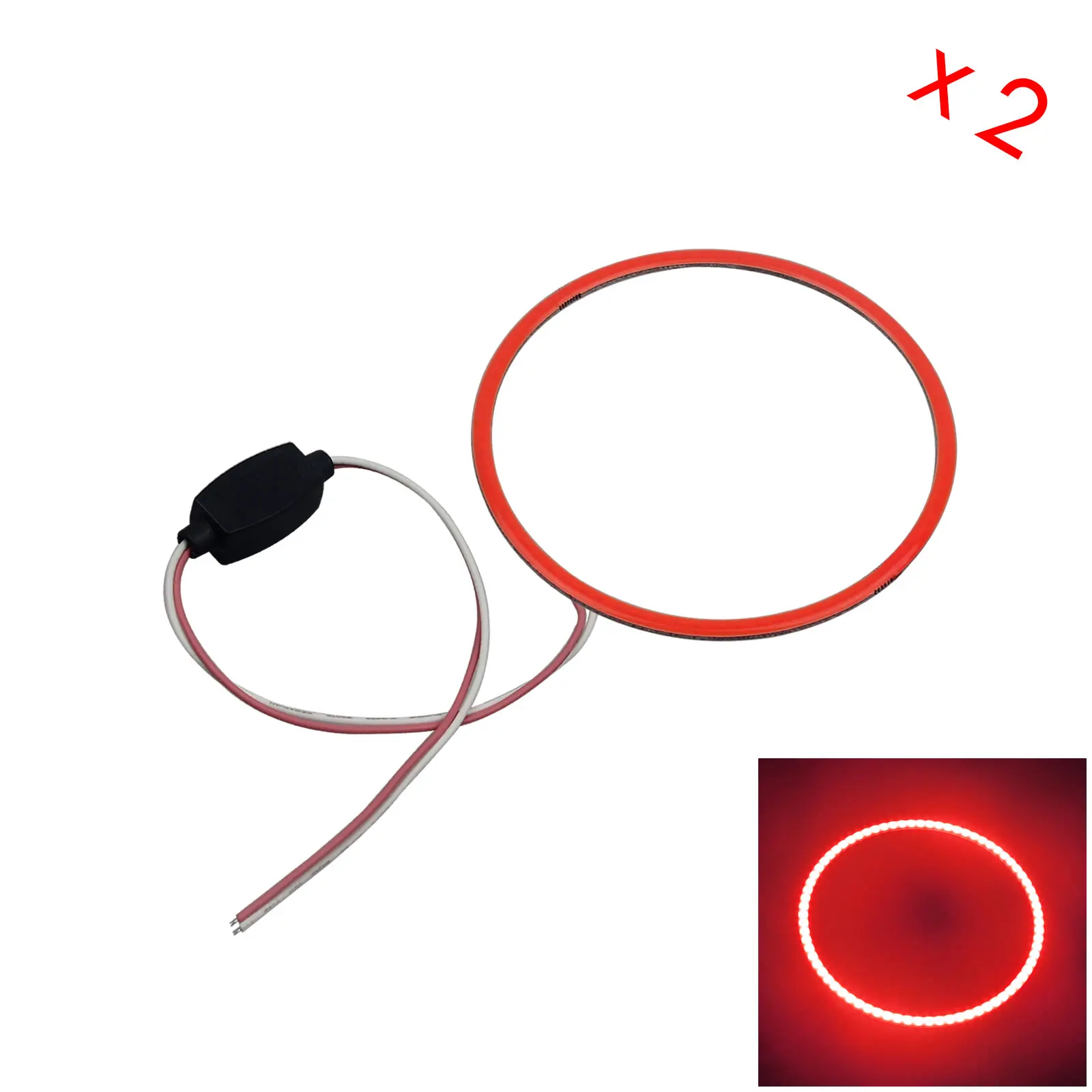 

2x Red Car Angel Eye, кольца с ореолом, Blub Daytiem, рабочий, светильник 90 мм, 1 COB, светодиодный Z5123
